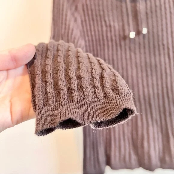 Soft Surroundings Ribbed Cowl Neck Cable Knit Sweater Brown Cozy Fall Layer M - Picture 4 of 9